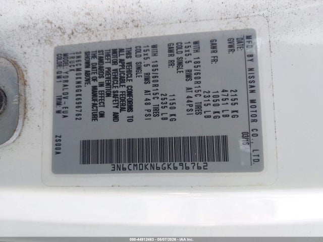 Aukcja sprzedaży 2016 Nissan Nv200 S, vin: 3N6CM0KN6GK696762, numer aukcji: 44912463