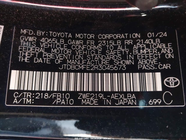 JTDBCMFE2R3045673 Toyota Corolla Hybrid Le