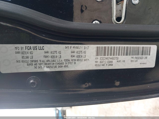 Продаж на аукціоні авто 2017 Chrysler 300 Limited, vin: 2C3CCAAG7HH663759, номер лоту: 44912501