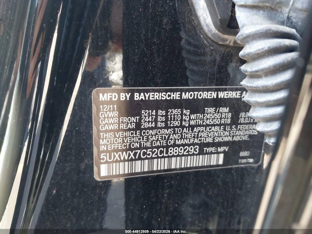 Продаж на аукціоні авто 2012 Bmw X3 Xdrive35i, vin: 5UXWX7C52CL889293, номер лоту: 44912509
