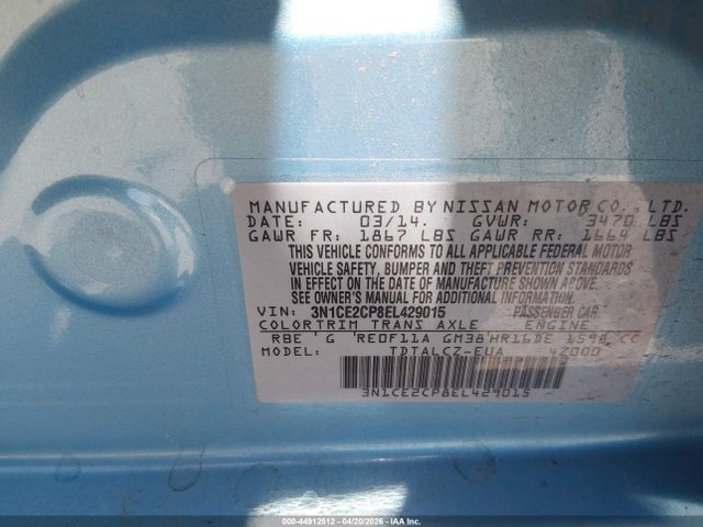 Aukcja sprzedaży 2014 Nissan Versa Note S Plus, vin: 3N1CE2CP8EL429015, numer aukcji: 44912512