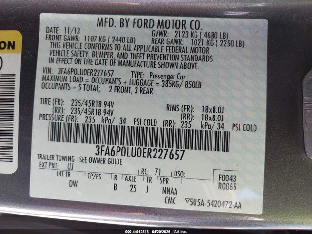 Ford Fusion Hybrid Se 2014 3FA6P0LU0ER227657 Image 9