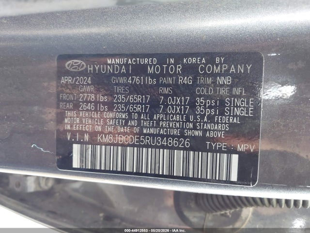 Продажа на аукционе авто 2024 Hyundai Tucson Sel, vin: KM8JBCDE5RU348626, номер лота: 44912553