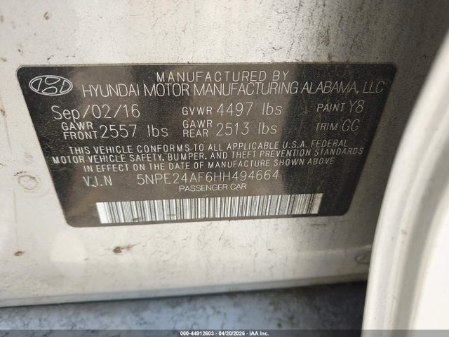 5NPE24AF6HH494664 Hyundai Sonata