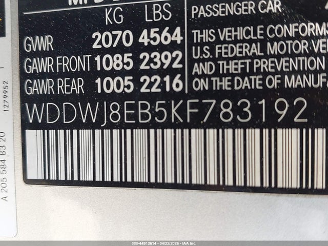 Продаж на аукціоні авто 2019 Mercedes-benz C 300 4matic, vin: WDDWJ8EB5KF783192, номер лоту: 44912614
