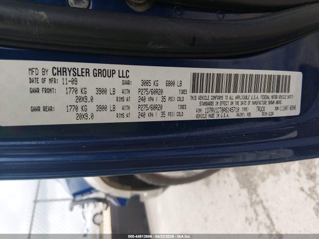 Продажа на аукционе авто 2010 Dodge Ram 1500 Laramie, vin: 1D7RV1CT8AS145710, номер лота: 44912666