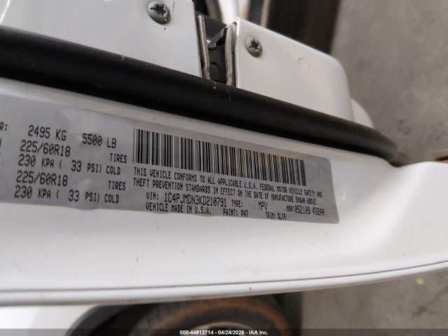 44912714 :رقم المزاد ، 1C4PJMDN3KD210791 vin ، 2019 Jeep Cherokee Limited 4x4 مزاد بيع