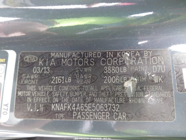 44912719 :رقم المزاد ، KNAFK4A65E5063732 vin ، 2014 Kia Forte Lx مزاد بيع