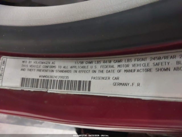 Aukcja sprzedaży 1999 Volkswagen Passat Gls V6, vin: WVWMD63B2XE299235, numer aukcji: 44912730