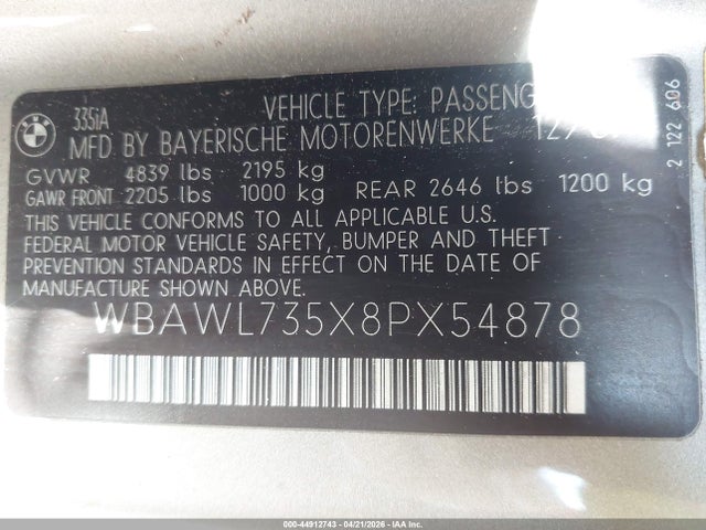 Продаж на аукціоні авто 2008 Bmw 335i, vin: WBAWL735X8PX54878, номер лоту: 44912743