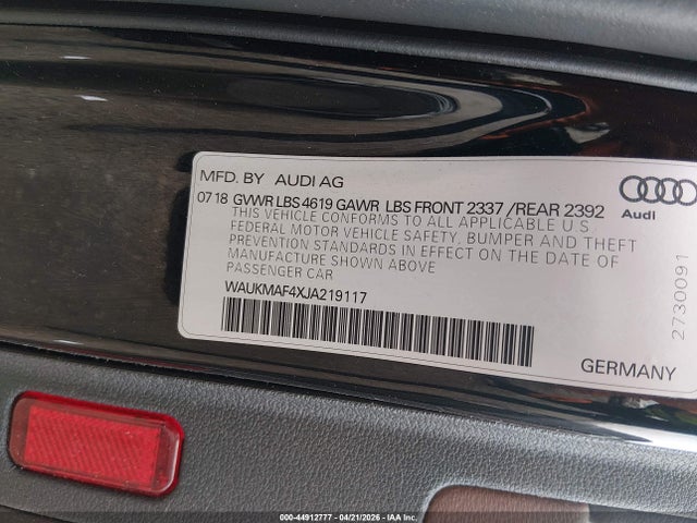 Aukcja sprzedaży 2018 Audi A4 2.0t Ultra Premium, vin: WAUKMAF4XJA219117, numer aukcji: 44912777