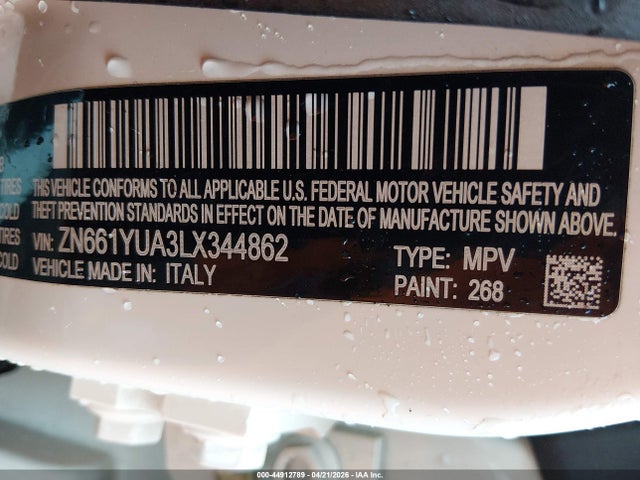 44912789 :رقم المزاد ، ZN661YUA3LX344862 vin ، 2020 Maserati Levante S مزاد بيع