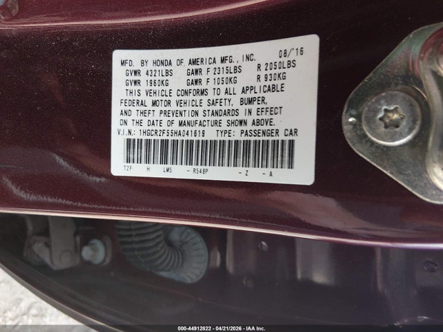 Продажа на аукционе авто 2017 Honda Accord Sport, vin: 1HGCR2F55HA041619, номер лота: 44912822