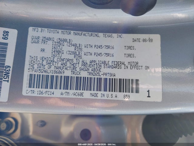 5TFAX5GN6LX186069 Toyota Tacoma Sr5