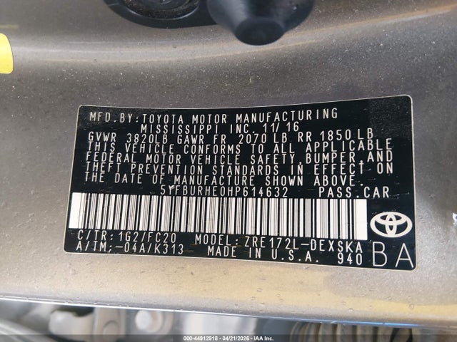 Toyota COROLLA SE 2017 5YFBURHE0HP614632 Image 9