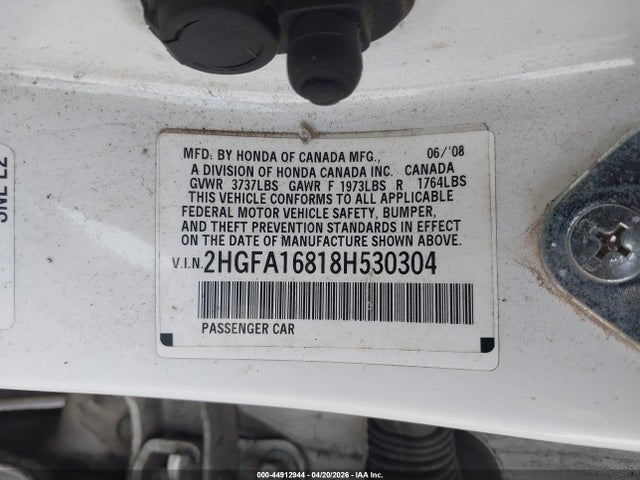 2008 Honda Civic Ex მანქანა იყიდება აუქციონზე, vin: 2HGFA16818H530304, აუქციონის ნომერი: 44912944
