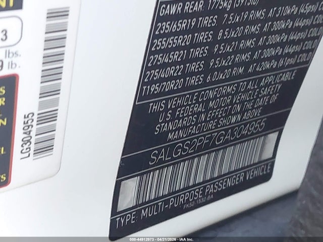 SALGS2PF7GA304955 Land Rover Range Rover 3.0l V6 Supercharged Hse