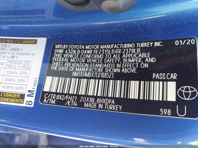 Aukcja sprzedaży 2020 Toyota C-hr Le, vin: NMTKHMBX7LR108523, numer aukcji: 44913008