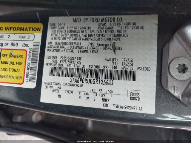 Ford Fusion Hybrid Titanium 2016 3FA6P0RU0GR125611 Image 9