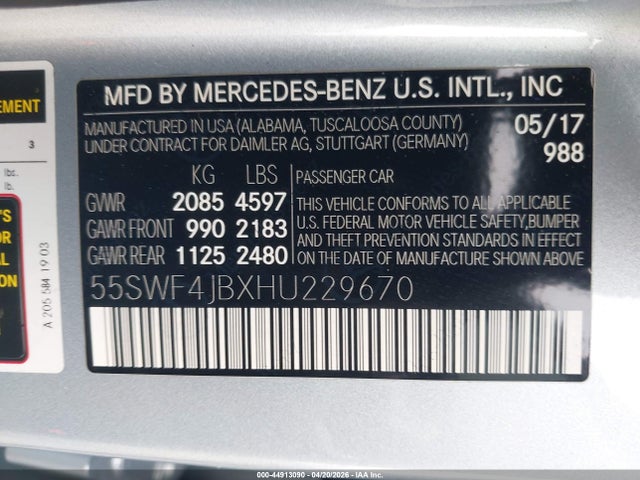 55SWF4JBXHU229670 Mercedes-Benz C 300