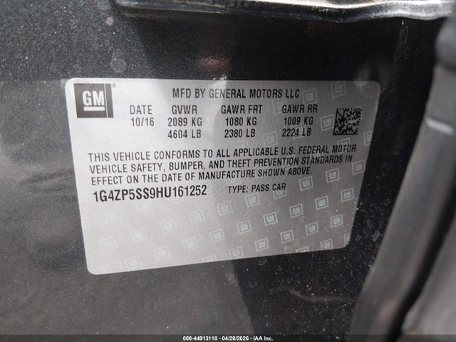 44913118 :رقم المزاد ، 1G4ZP5SS9HU161252 vin ، 2017 Buick Lacrosse Essence مزاد بيع