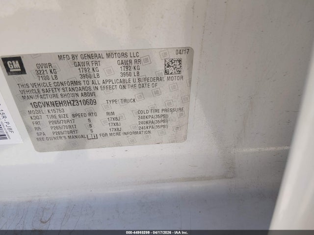 1GCVKNEH8HZ310609 Chevrolet Silverado 1500 Wt
