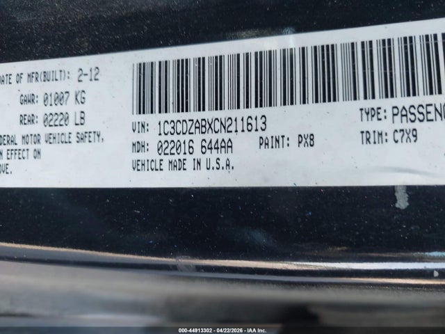 Продажа на аукционе авто 2012 Dodge Avenger Se, vin: 1C3CDZABXCN211613, номер лота: 44913302