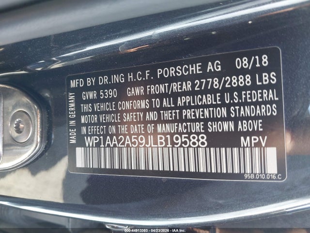 Auction sale of the 2018 Porsche Macan Sport Edition, vin: WP1AA2A59JLB19588, lot number: 44913303