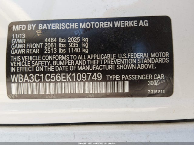 WBA3C1C56EK109749 BMW 328I