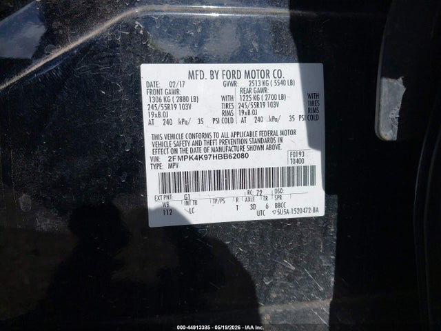 Ford Edge Titanium 2017 2FMPK4K97HBB62080 Image 9