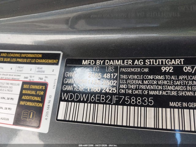2018 Mercedes-benz Amg C 43 4matic მანქანა იყიდება აუქციონზე, vin: WDDWJ6EB2JF758835, აუქციონის ნომერი: 44913388