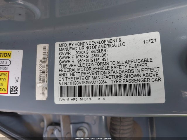 1HGCV1F49MA113364 Honda Accord Sport Special Edition