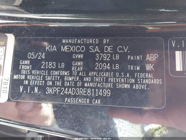 KIA Forte Lxs 2024 3KPF24AD3RE811499 Image 9
