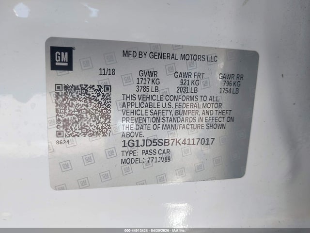 Chevrolet Sonic Lt Auto 2019 1G1JD5SB7K4117017 Image 9