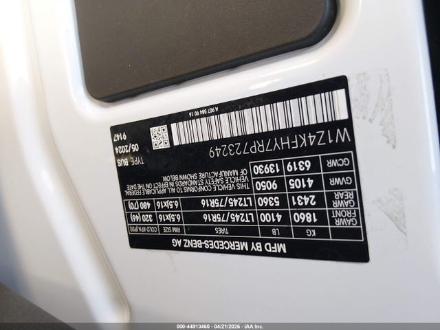 Продаж на аукціоні авто 2024 Mercedes-benz Sprinter 2500 Standard Roof 4-cyl Diesel, vin: W1Z4KFHY7RP723249, номер лоту: 44913460