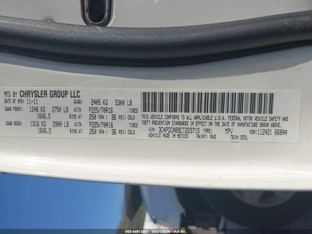 Aukcja sprzedaży 2012 Dodge Journey Se/avp, vin: 3C4PDCAB9CT223715, numer aukcji: 44913463