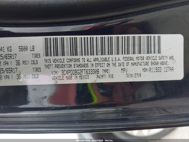 Aukcja sprzedaży 2015 Dodge Journey Sxt, vin: 3C4PDDBG2FT633308, numer aukcji: 44913632