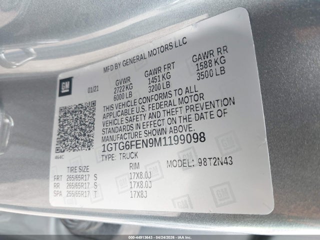 Продажа на аукционе авто 2021 Gmc Canyon 4wd  Short Box At4 - Cloth, vin: 1GTG6FEN9M1199098, номер лота: 44913643