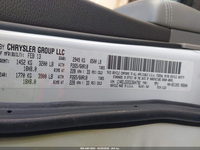44913654 :رقم المزاد ، 1C4RDJDG5DC664792 vin ، 2013 Dodge Durango Crew مزاد بيع