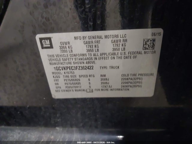 Chevrolet Silverado 1500 Wt 2015 1GCVKPEC3FZ362422 Image 9