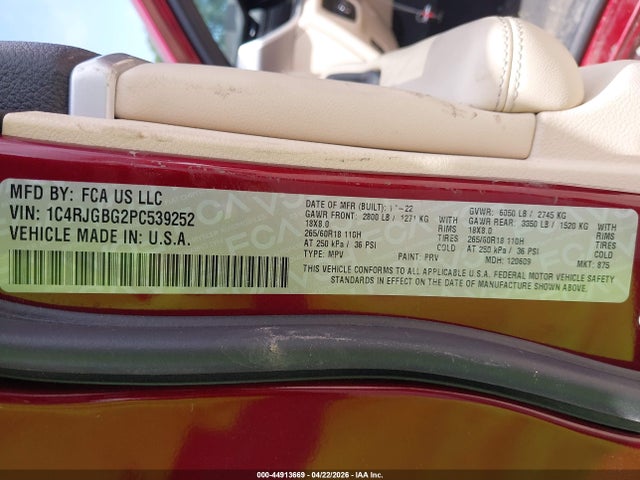2023 Jeep Grand Cherokee Limited 4x2 მანქანა იყიდება აუქციონზე, vin: 1C4RJGBG2PC539252, აუქციონის ნომერი: 44913669