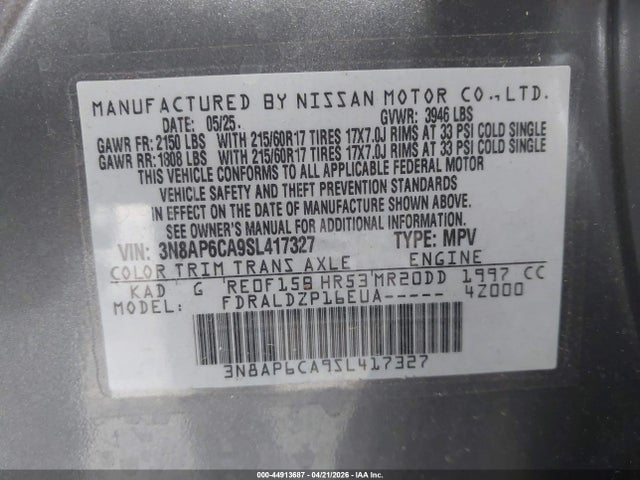 3N8AP6CA9SL417327 Nissan Kicks Sv Fwd