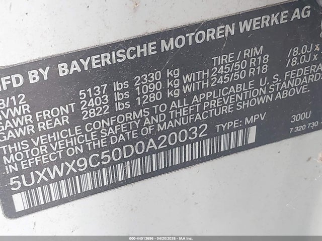 Продаж на аукціоні авто 2013 Bmw X3 Xdrive28i, vin: 5UXWX9C50D0A20032, номер лоту: 44913696