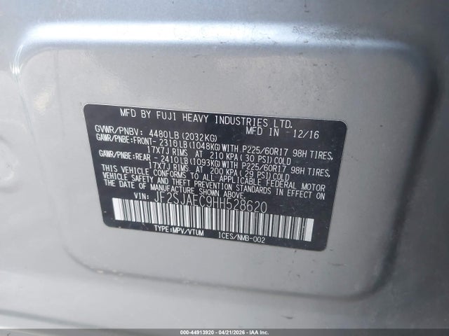 Aukcja sprzedaży 2017 Subaru Forester 2.5i Premium, vin: JF2SJAEC9HH528620, numer aukcji: 44913920