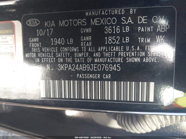2018 KIA RIO 3KPA24AB9JE076945 Photo 8