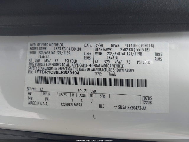 1FTBR1C86LKB80194 Ford Transit-250