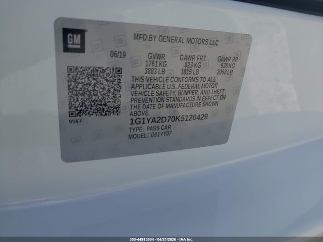 1G1YA2D70K5120429 Chevrolet CORVETTE STINGRAY