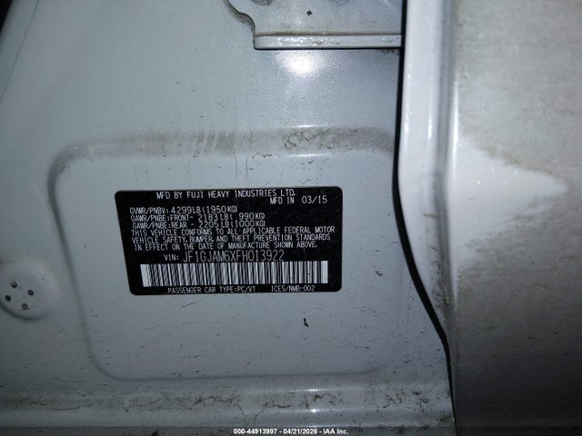 2015 Subaru Impreza 2.0i Limited მანქანა იყიდება აუქციონზე, vin: JF1GJAM6XFH013922, აუქციონის ნომერი: 44913997