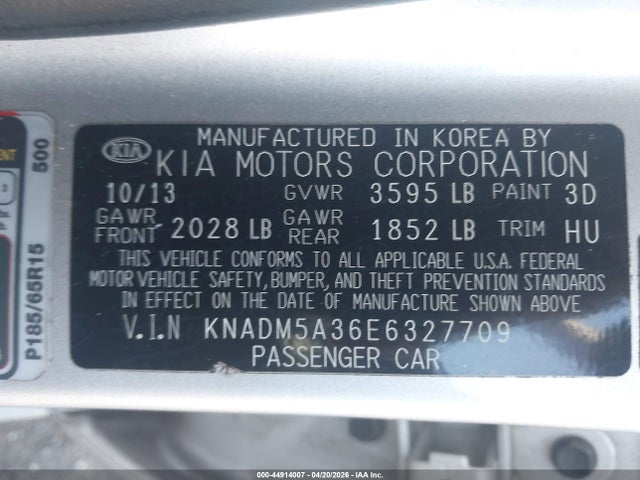 Aukcja sprzedaży 2014 Kia Rio Lx, vin: KNADM5A36E6327709, numer aukcji: 44914007