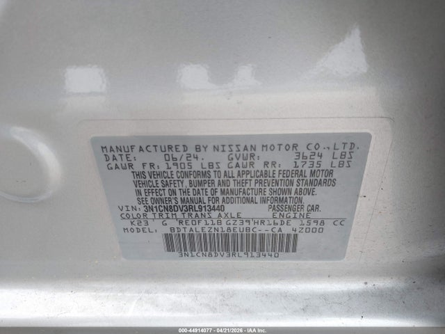 Nissan Versa 1.6 S 2024 3N1CN8DV3RL913440 Image 9